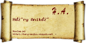 Háry Anikó névjegykártya